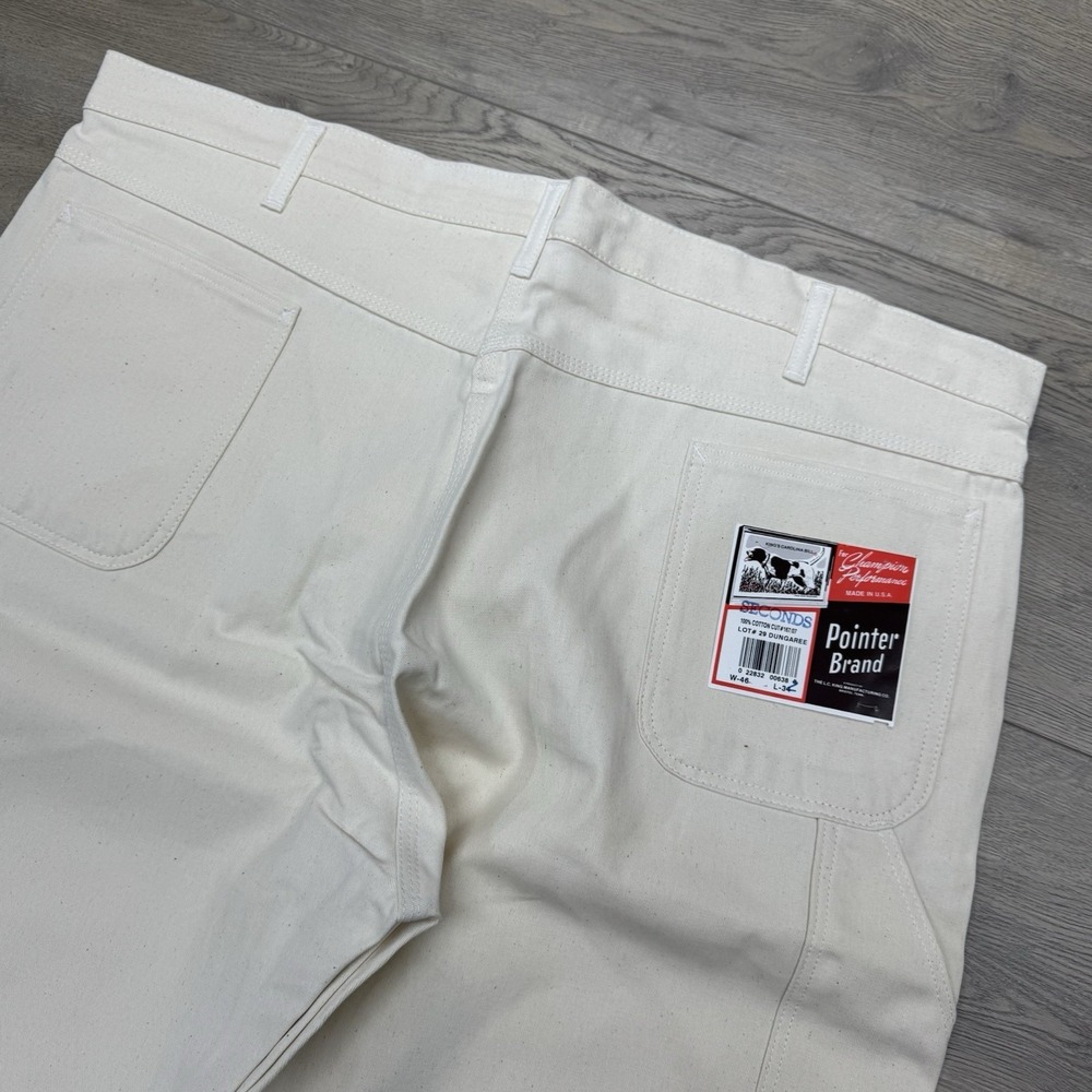 NWI Pointer Brand LC King Light Beige Carpenter Canvas Work pants Men's Sz 46x32